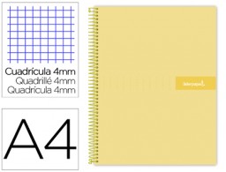 Cuaderno espiral Liderpapel Crafty A4 tapa extradura 80h 90g c/4mm. color amarillo